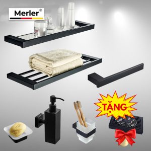 BỘ 6 PHỤ KIỆN PHÒNG TẮM INOX304 BLACK SERIES ML-HC6800-3
