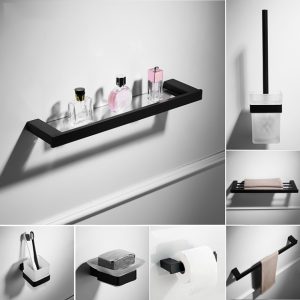 BỘ 7 PHỤ KIỆN PHÒNG TẮM INOX304 BLACK SERIES ML-HC6800-1